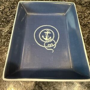 J. Crew Cream & Blue Ceramic Tray